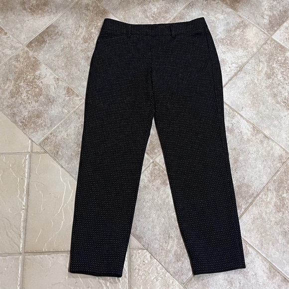 Express Editor straight leg crop ankle pants mid rise blue black dot pattern 0 - Picture 7 of 11